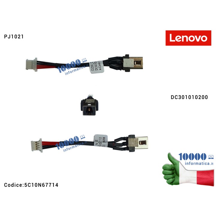 Connettore DC Power Jack PJ1021 LENOVO Yoga 520-14 520-14IKB (80X8) (80YM) (81C8) IdeaPad 320S-14IKB (80X4) 520S-14IKB (80X2) (81BL) Flex 5-1570 (80XB) DC301010200 5C10N67714 FRU5C10N67714