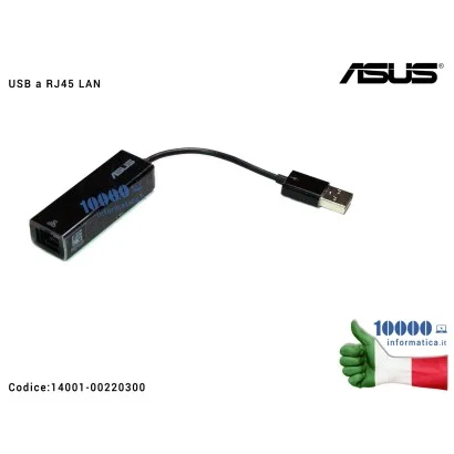 14001-00220300 Adattatore USB a RJ45 LAN Dongle ASUS ZenBook UX21 UX21E UX31 UX31E UX303 UX303LA UX303LN UX303LN UX32VD TAICH...