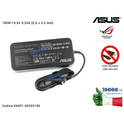 0A001-00260100 Alimentatore ASUS 180W 19,5V 9,23A [5,5 x 2,5 mm] ROG G46V G46VW G55V G55VW G750J G750JM G750JS G750JW G750JX ...