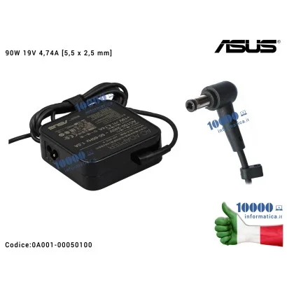 0A001-00050100 Alimentatore ASUS 90W 19V 4,74A [5,5 x 2,5mm] A53 N43 N53 K50 K53 K55 K73 K75 K95 X53 0A001-00050100 U41SV N43...