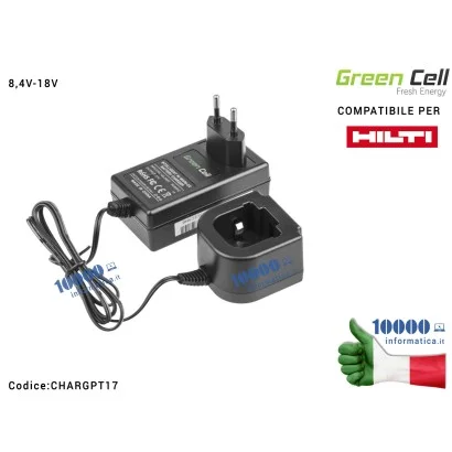 CHARGPT17 Alimentatore Carica Batteria Green Cell per Avvitatore Trapano Hilti 00315082 00340470 Ni-MH/Ni-CD SF120A SFB120 SF...