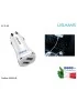 US-CC020-B Alimentatore da Auto 5V 2,4A USAMS US-CC020 2 Porte USB (MODELLO QUADRATO) [BIANCO/NERO] Caricabatterie per Accend...