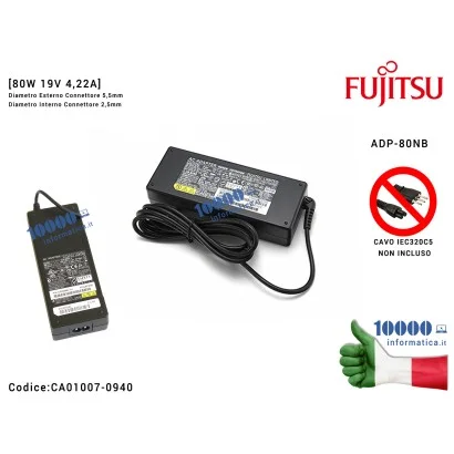 CA01007-0940 Alimentatore FUJITSU Amilo D6820 D8820 Lifebook C1110D [80W 19V 4,22A] ADP-80NB