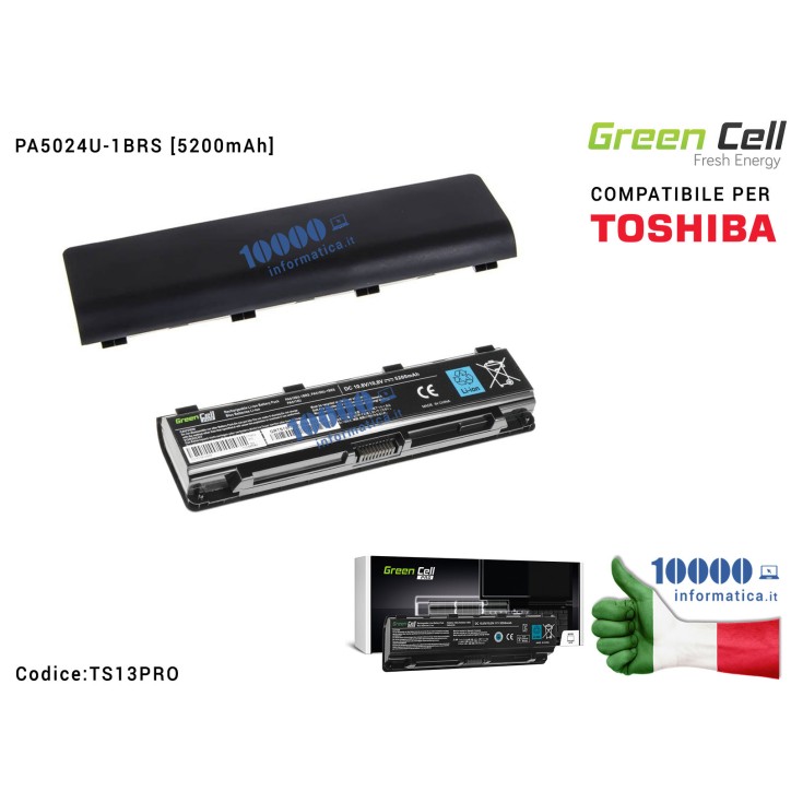Batteria PA5024U-1BRS Green Cell PRO Compatibile per TOSHIBA Satellite C850 L850 C855 L855 [5200mAh]