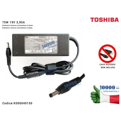 K000040150 Alimentatore TOSHIBA 75W 19V 3,95A