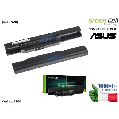 AS04 Batteria A32-K53 Green Cell Compatibile per ASUS K53 K53E K53S K53SV X53 X53S X53U X54 X54C X54H [4400mAh]