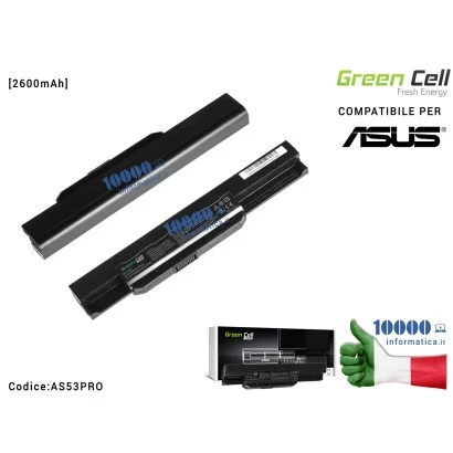 AS53PRO Batteria A32-K53 Green Cell PRO Compatibile per ASUS K53 K53S X53 X53S X54 X54C X54F X54H X54HY X54L [2600mAh]