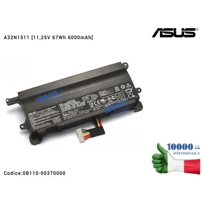 0B110-00370000 Batteria A32N1511 ASUS ROG G752VL G752VM G752VT [11,25V 67Wh 6000mAh]