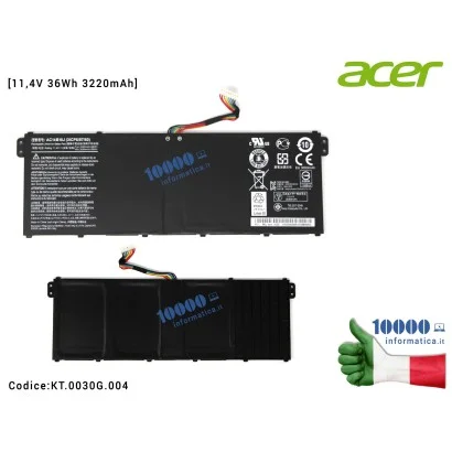 KT.0030G.004 Batteria AC14B18J AC14B13J ACER Aspire ES1-512 ES1-520 ES1-521 ES1-531 C730 CB3-111 CB5-311 [11,4V 36Wh 3220mAh]