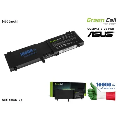 AS104 Batteria C41-N550 Green Cell Compatibile per ASUS ROG G550 G550J G550JK N550 N550J N550JV N550JK N550JA [4000mAh]