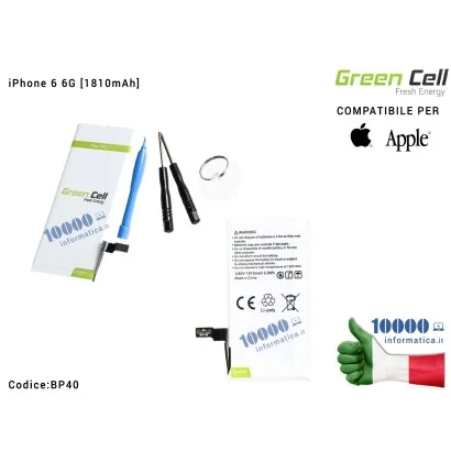 BP40 Batteria Green Cell Compatibile per APPLE iPhone 6 6G [1810mAh]