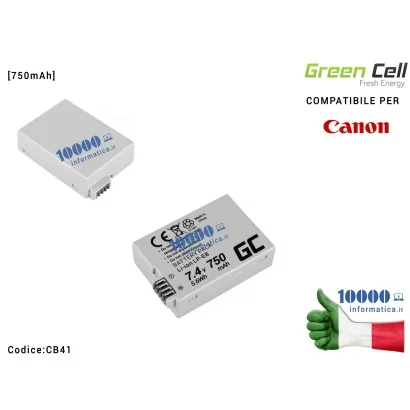 CB41 Batteria Green Cell Compatibile per CANON EOS Rebel T2i T3i T4i T5i EOS 600D 550D 650D 700D [750mAh]