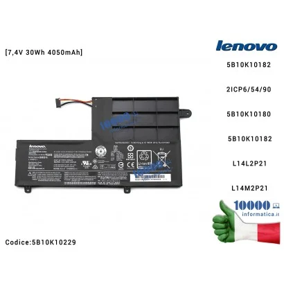 5B10K10229 Batteria L14M2P21 LENOVO Yoga 500-14 500-15 320S-14IKB S41-70 Flex 3-1470 [7,4V 30Wh 4050mAh] 5B10M49823 5B10M4982...