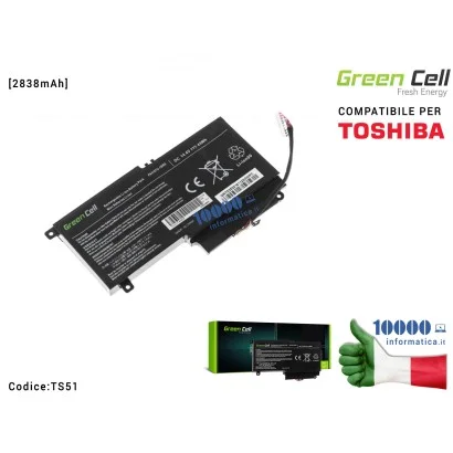 TS51 Batteria PA3634U-1BRS Green Cell Compatibile per TOSHIBA L50-A L50-A-19N L50-A-1EK L50-A-1F8 L50D-A P50-A S50-A [2838mAh]