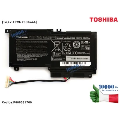 P000581700 Batteria PA5107U-1BRS TOSHIBA Satellite L50 L50-A L55 P50-A P55 S55-A [14,4V 43Wh 2838mAh]