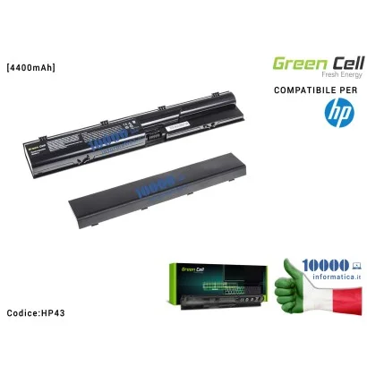 HP43 Batteria QK646AA Green Cell Compatibile per HP ProBook 4330 4430 4530 4535 4540 [4400mAh]