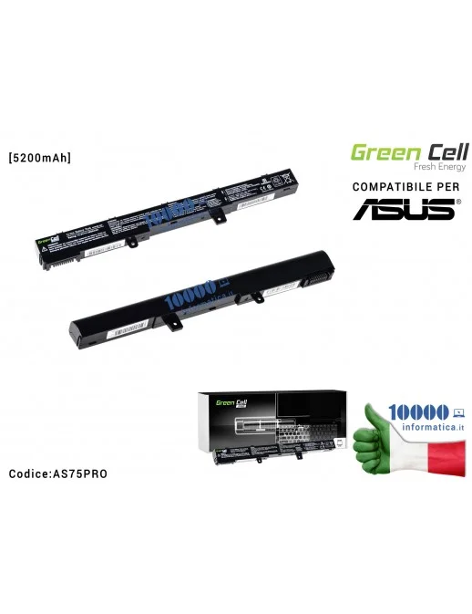 AS75PRO Batteria A31N1319 Green Cell PRO Compatibile per ASUS X551 X551C X551CA X551M X551MA X551MAV R512C R512CA [5200mAh]