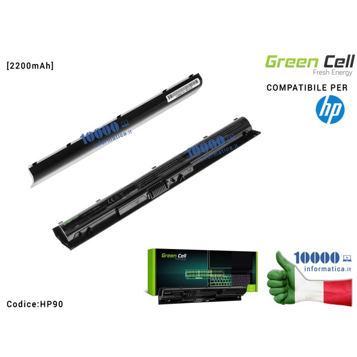 Batteria HSTNN-LB6S Green Cell Compatibile per HP Pavilion 14-AB 15-AB 15-AK 17-G [2200mAh]