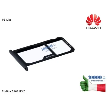 51661EKQ Carrello SIM Tray microSD HUAWEI Ascend P8 Lite (PRA-L21) [NERO] 51661EKQ