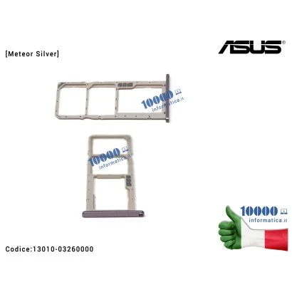 13010-03260000 Carrello SIM Tray SD Card ASUS ZenFone Max (M2) ZB633KL [Meteor Silver]