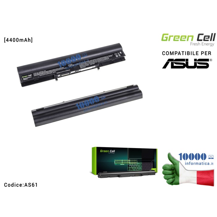 Batteria A41-U36 Green Cell Compatibile per ASUS U32 U32U U32JC X32 U36 U36J U36S U36JC U36SG [4400mAh]
