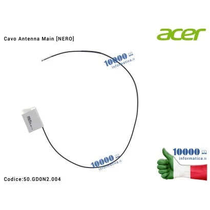 50.GD0N2.004 Cavo Antenna Wi-Fi WLAN Main (NERO) ACER Extensa 2540 Aspire ES1-523 ES1-524 ES1-532G ES1-533 ES1-572 PACKARD BE...