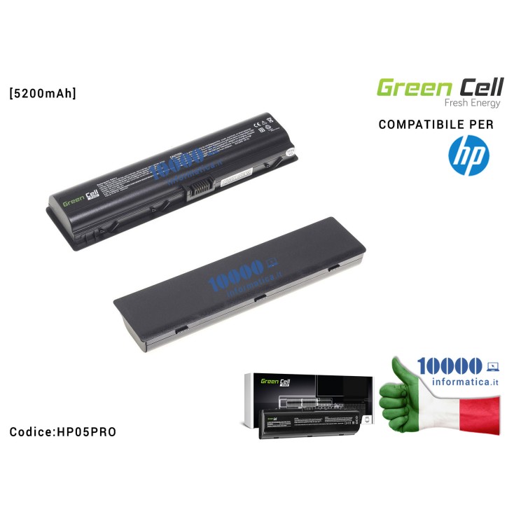 Batteria HSTNN-LB42 Green Cell PRO Compatibile per HP DV2000 DV6000 DV6500 DV6700 Compaq Presario 3000 [5200mAh]