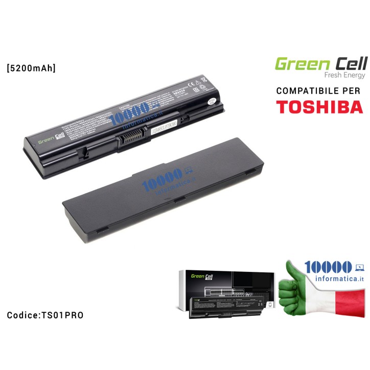 Batteria PA3534U-1BAS Green Cell PRO Compatibile per TOSHIBA Satellite A200 A300 A500 L200 L300 L500 [5200mAh]