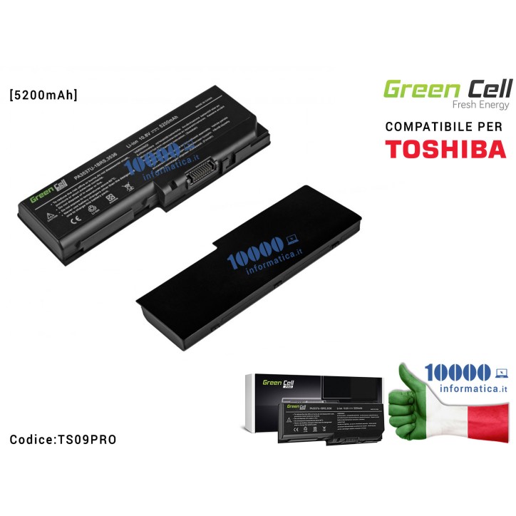 Batteria PA3536U-1BRS Green Cell PRO Compatibile per TOSHIBA Satellite Pro L350 P200 P300 [5200mAh]