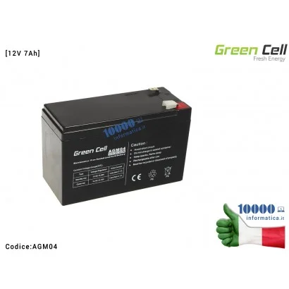 AGM04 Batteria Green Cell Compatibile per UPS AGM [12V 7Ah]
