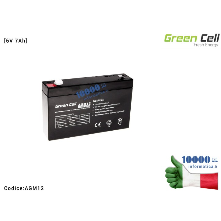 Batteria Green Cell Compatibile per UPS AGM [6V 7Ah]