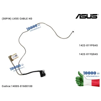 14005-01600100 Cavo Flat LCD (HD) (30 PIN) ASUS F302L F302LA P302U X302L X302LA X302LJ X302U X302UA X302UJ X302UV 1422-01YP0AS