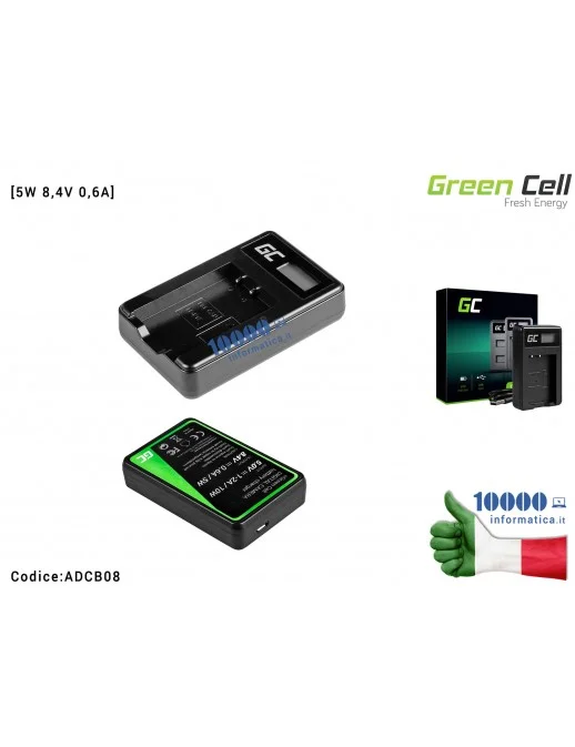 ADCB08 Carica Batteria Green Cell [LC-E17] Compatibile per CANON EOS 77D 750D 760D 8000D M3 M5 M6 Rebel T6i Rebel T6s [5W 8,4...