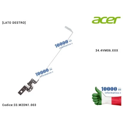 33.M2DN1.003 Cerniera [DX] Hinge ACER Aspire V5-531 V5-531G V5-571 V5-571G [LATO DESTRO] 34.4VM06.XXX 33M2DN1003 33.M2DN1.003