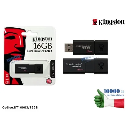 DT100G3/16GB Chiavetta USB Pen Drive KINGSTON Data Traveler 100 G3 USB 3.0 [16 GB]