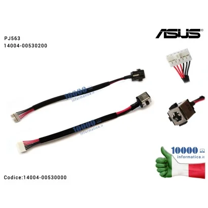 14004-00530000 Connettore DC Power Jack PJ563 ASUS K55 K55A A55 A55A [6 PIN] (2,5 mm) 14004-00530200