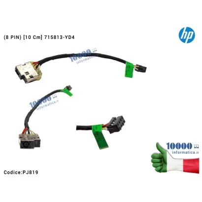 PJ819 Connettore DC Power Jack PJ819 HP TPN-Q117 Q117 (8 PIN) [10 cm] 715813-YD4 715813-FD4 715813-SD4 CBL00369-0100