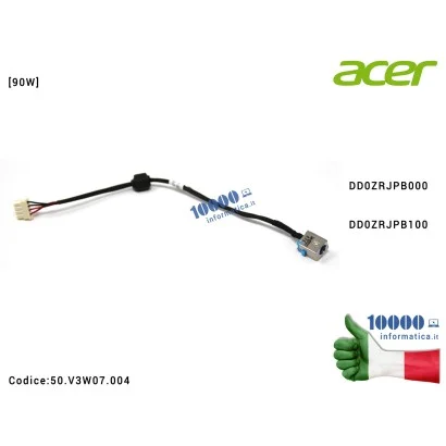 50.V3W07.004 Connettore di Alimentazione DC Power Jack PJ649 [90W] ACER TravelMate 5360G 5760 5760G 5760ZG (20 cm) DD0ZRJPB00...