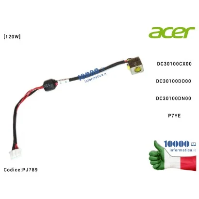 PJ789 Connettore di Alimentazione DC Power Jack PJ789 ACER Aspire 7750 7750G [120W] DC30100CX00 DC30100DO00 DC30100DN00 P7YE