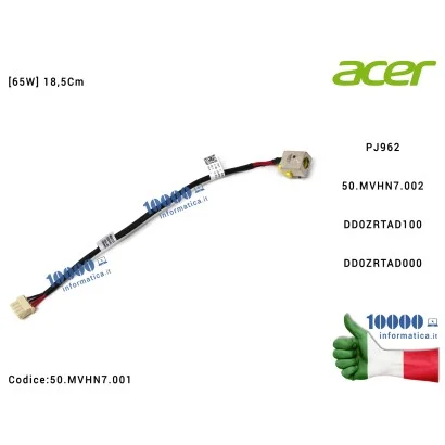 50.MVHN7.001 Connettore di Alimentazione DC Power Jack PJ962 ACER [65W] Aspire E5-522 E5-532 E5-552 E5-573 V3-574 Travelmate ...