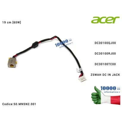 50.MNSN2.001 Connettore di Alimentazione DC Power Jack [65W] ACER Aspire E5-571 E5-511P V3-572 V3-532 E5-521 E5-551 E5-531 E5...