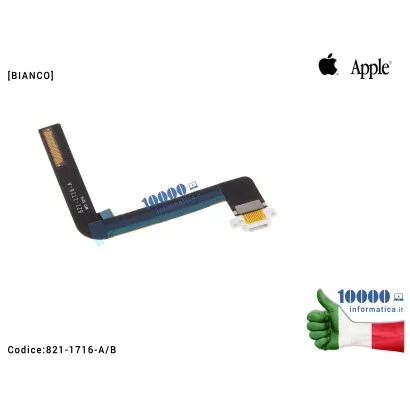 821-1716-A/B Connettore di Ricarica Lightning APPLE iPad 5 iPad AIR [BIANCO] 821-1716-A (A1474) (A1475) (A1476) Dock Cavo Fle...