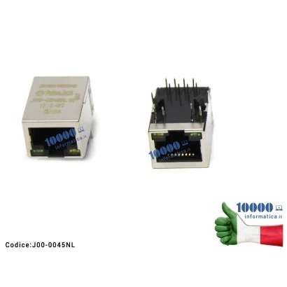 J00-0045NL Connettore Patent Pending Porta Ethernet RJ45 Pulse Jack Scheda Madre Rete Internet J00-0045NL