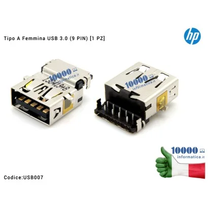 USB007 Connettore Porta USB 3.0 Tipo A Femmina (9 PIN) [1 PZ] HP Pavilion 17-G 17-G0 17-G000 17-G137NR