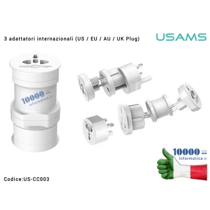 US-CC003 Convertitore Presa Plug EU US UK AU Internazionale USAMS US-CC003 Spina da Viaggio Adattatore per Presa Multipla All...