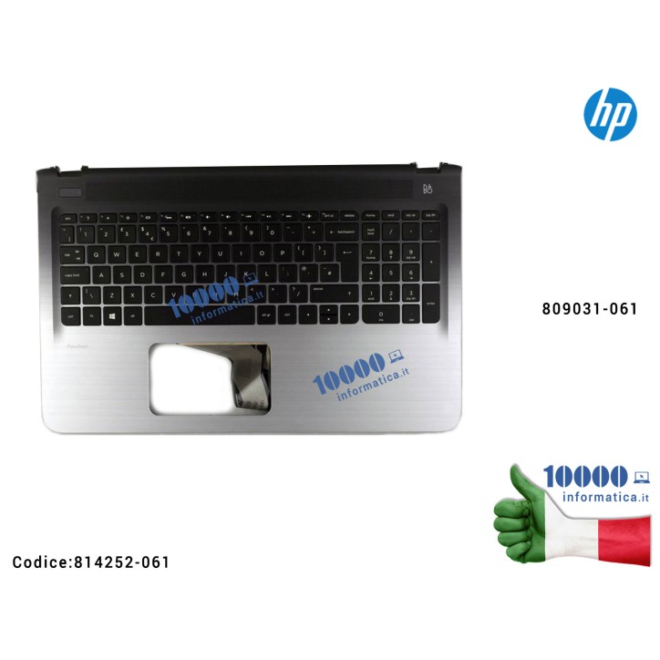Tastiera Italiana Completa di Top Case Superiore Palmrest HP Pavilion 15-AB 15-AB249NL [NERO/SILVER] 814252-061 809031-061