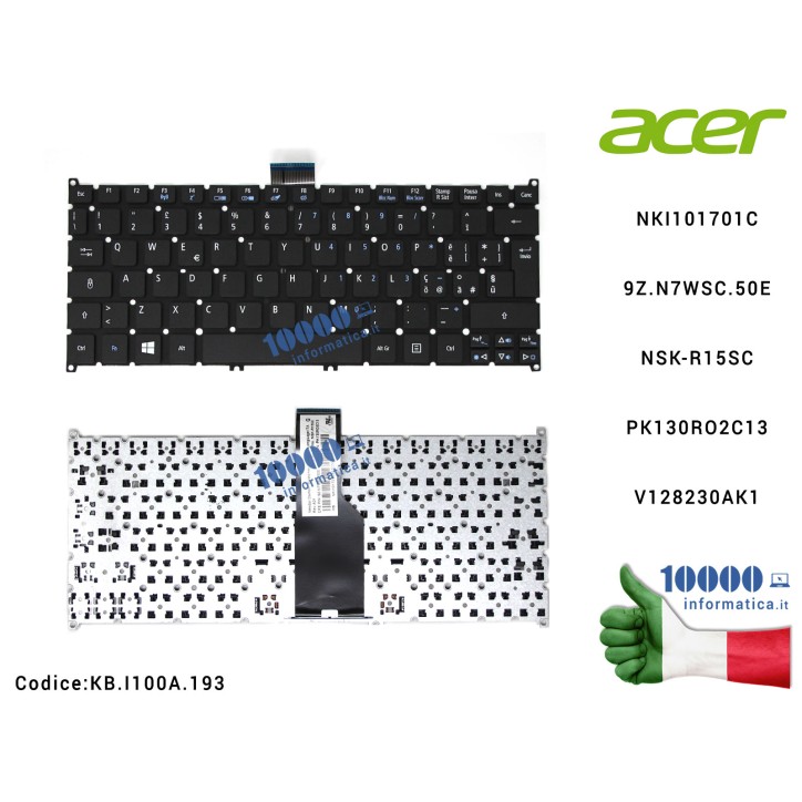 Tastiera Italiana ACER Aspire S3-951 S3-391 S5-391 V5-121 V5-131 V5-171 Aspire One 725 756 Travelmate B113 [FRAME ESCLUSO] NSK-R
