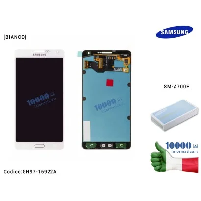 GH97-16922A Display LCD con Vetro Touch Screen SAMSUNG Galaxy A7 SM-A700F (BIANCO)