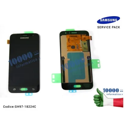 GH97-18224C Display LCD con Vetro Touch Screen SAMSUNG Galaxy J1 2016 SM-J120 (NERO)