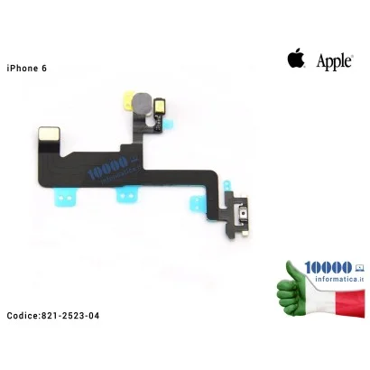 821-2523-04 Pulsante di Accensione ON/OFF Flash Mic APPLE iPhone 6 6G (A1549) (A1586) (A1589) Cavo Flex Power Flash Microfono...